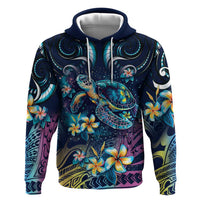 Plumeria Turtles Traditional Tribal Zip Hoodie LT9 Pullover Hoodie Black - Polynesian Pride