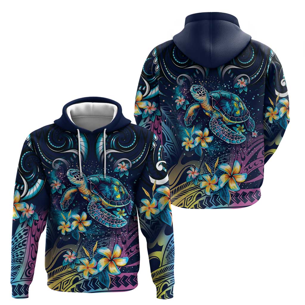 Plumeria Turtles Traditional Tribal Zip Hoodie LT9 - Polynesian Pride