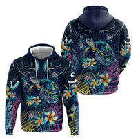 Plumeria Turtles Traditional Tribal Zip Hoodie LT9 - Polynesian Pride