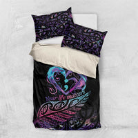 Personalised Your Life Matters Bedding Set Suicide Prevention Awareness Semicolon Heart LT9 US Twin 172cm x 218cm Black - Polynesian Pride