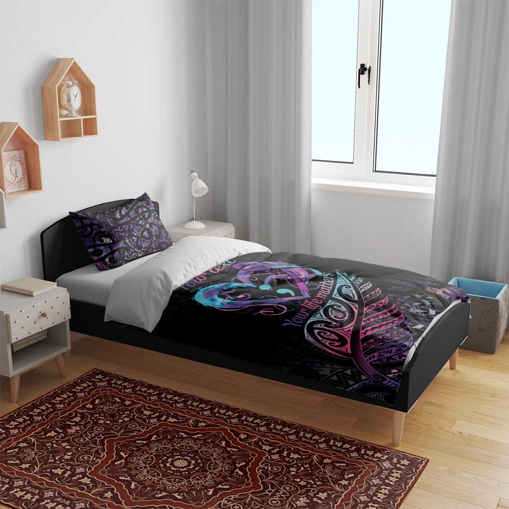 Personalised Your Life Matters Bedding Set Suicide Prevention Awareness Semicolon Heart LT9 - Polynesian Pride