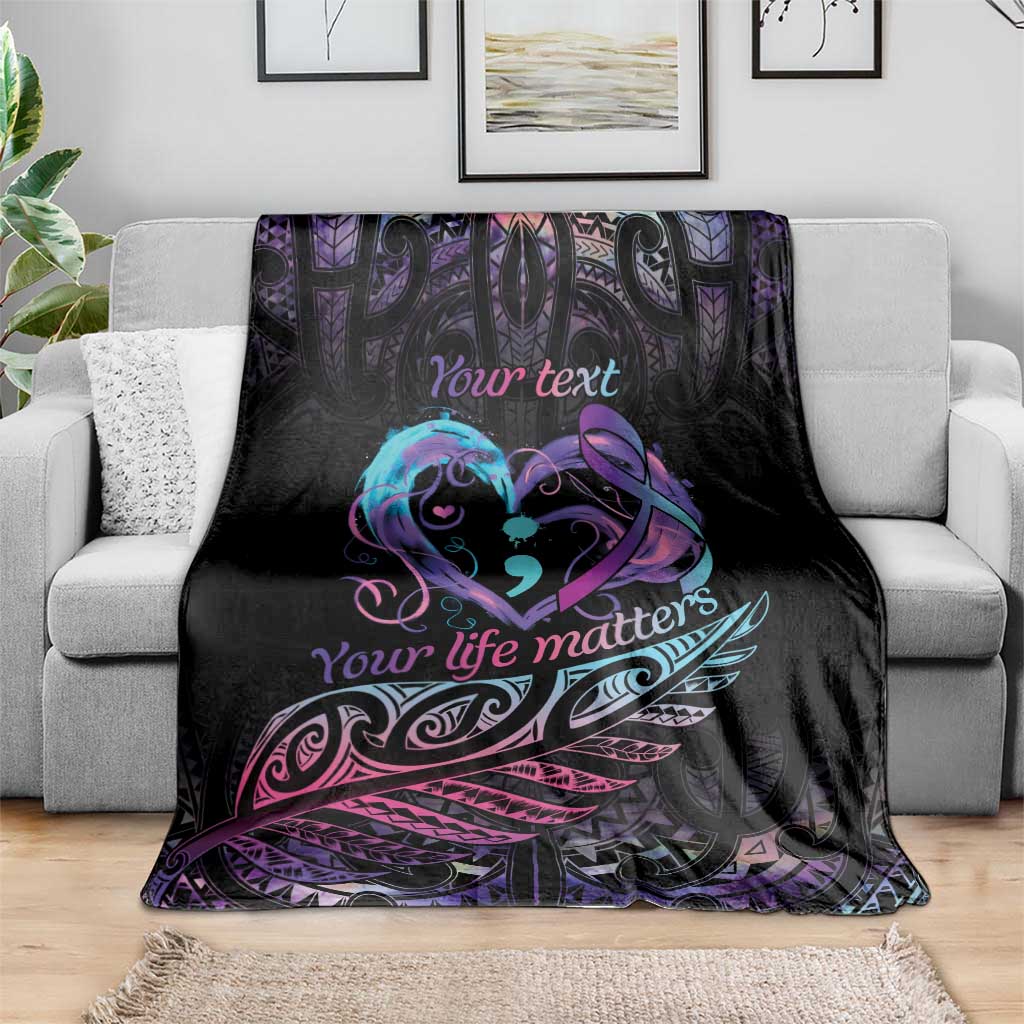 Personalised Your Life Matters Blanket Suicide Prevention Awareness Semicolon Heart LT9 - Polynesian Pride