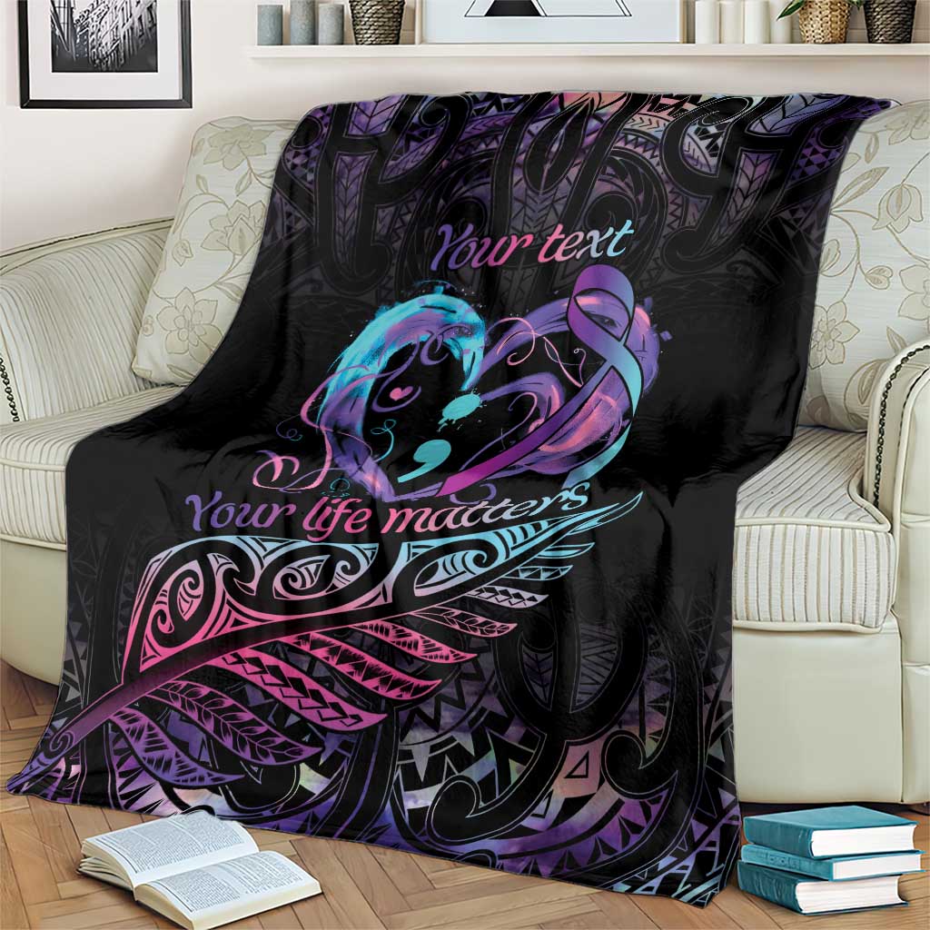 Personalised Your Life Matters Blanket Suicide Prevention Awareness Semicolon Heart LT9 - Polynesian Pride