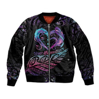 Personalised Your Life Matters Bomber Jacket Suicide Prevention Awareness Semicolon Heart LT9 Unisex Black - Polynesian Pride