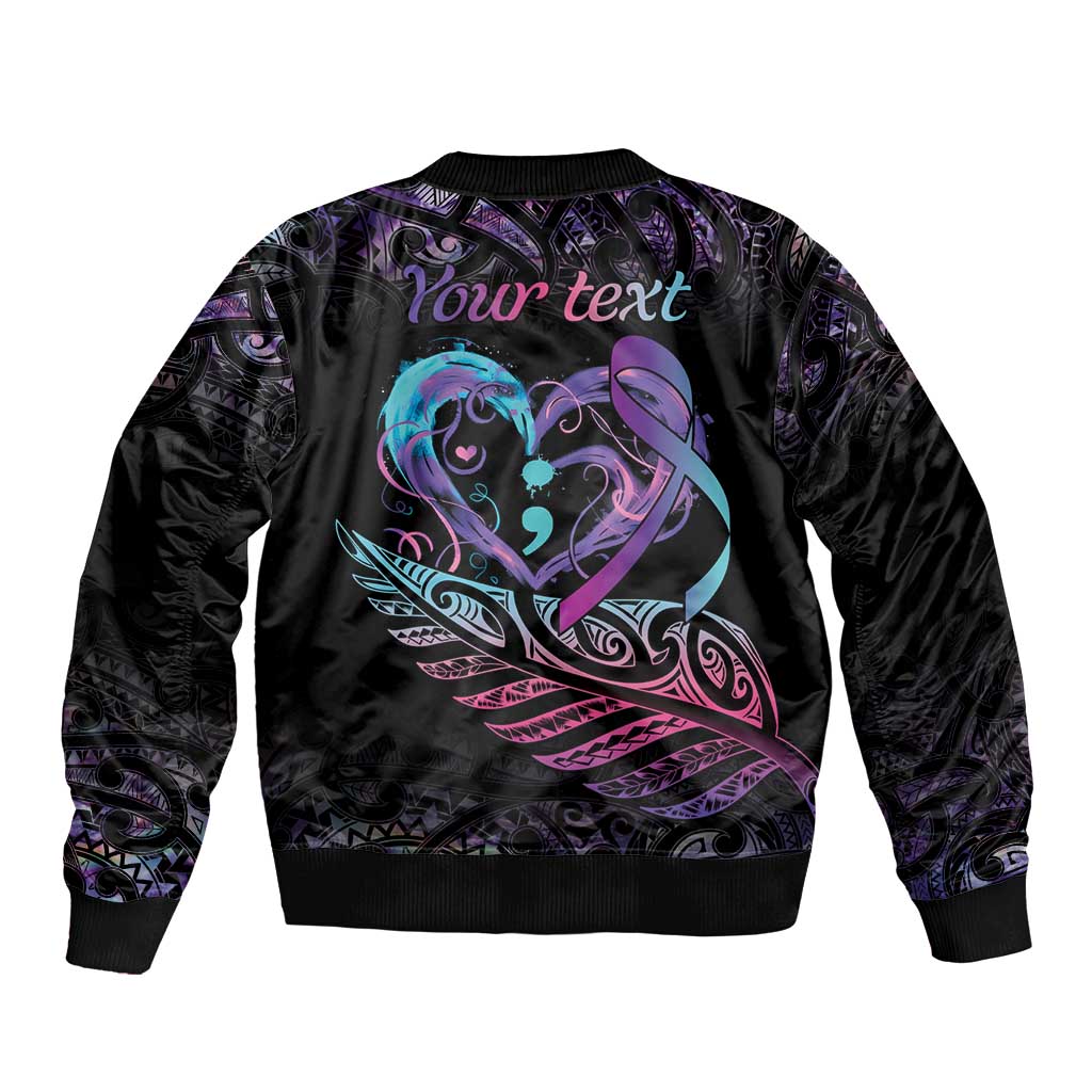 Personalised Your Life Matters Bomber Jacket Suicide Prevention Awareness Semicolon Heart LT9 - Polynesian Pride
