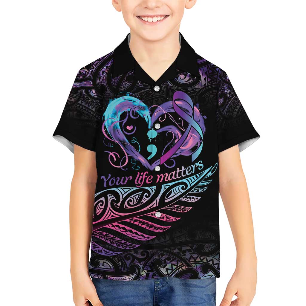 Personalised Your Life Matters Hawaiian Shirt Suicide Prevention Awareness Semicolon Heart LT9 - Polynesian Pride