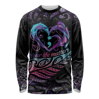 Personalised Your Life Matters Long Sleeve Shirt Suicide Prevention Awareness Semicolon Heart LT9 Unisex Black - Polynesian Pride