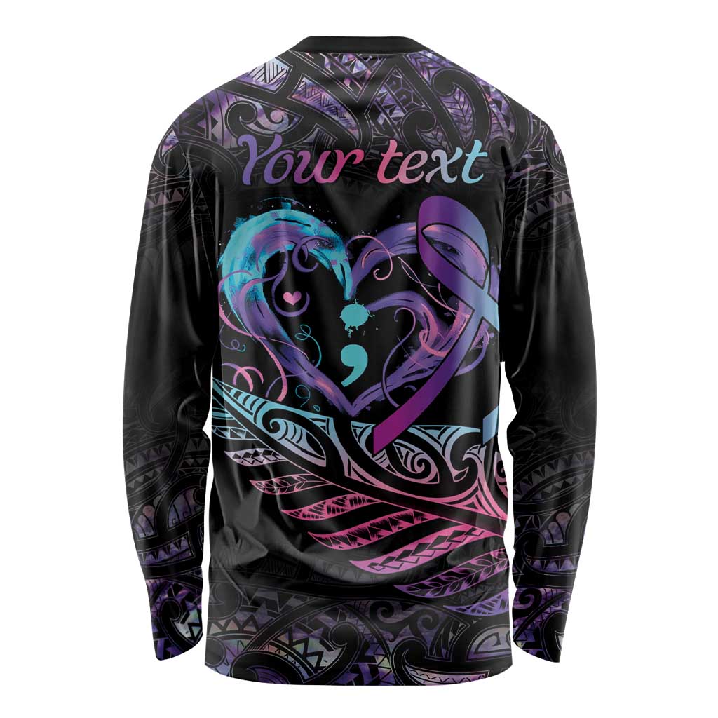 Personalised Your Life Matters Long Sleeve Shirt Suicide Prevention Awareness Semicolon Heart LT9 - Polynesian Pride