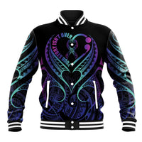 Personalised Your Story Isn't Over Baseball Jacket Suicide Prevention Awareness Semicolon Heart LT9 Unisex Black - Polynesian Pride