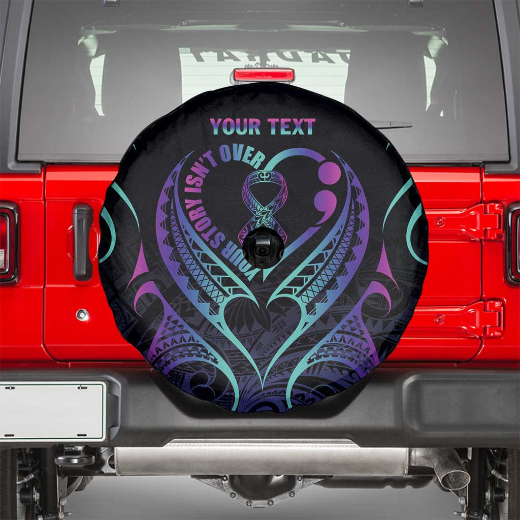 Personalised Your Story Isn't Over Spare Tire Cover Suicide Prevention Awareness Semicolon Heart LT9 - Polynesian Pride