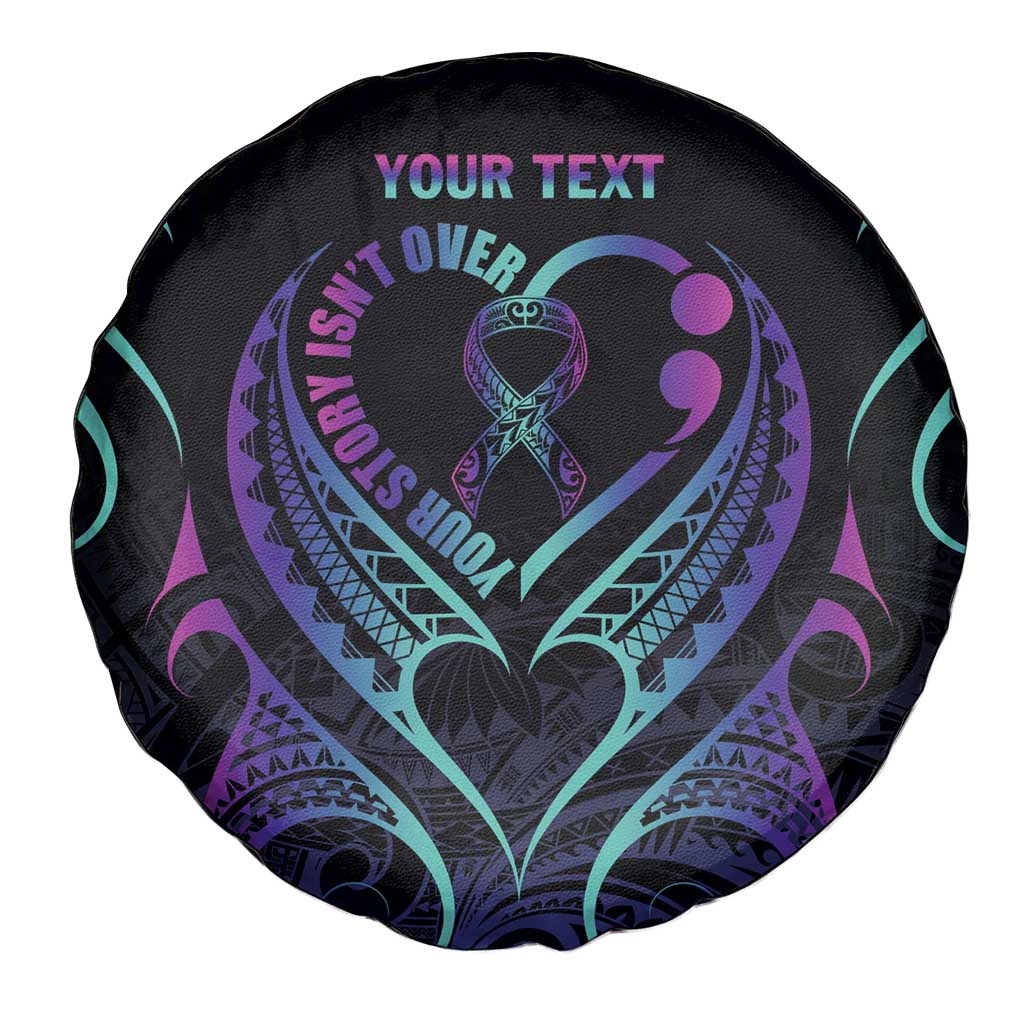 Personalised Your Story Isn't Over Spare Tire Cover Suicide Prevention Awareness Semicolon Heart LT9 - Polynesian Pride