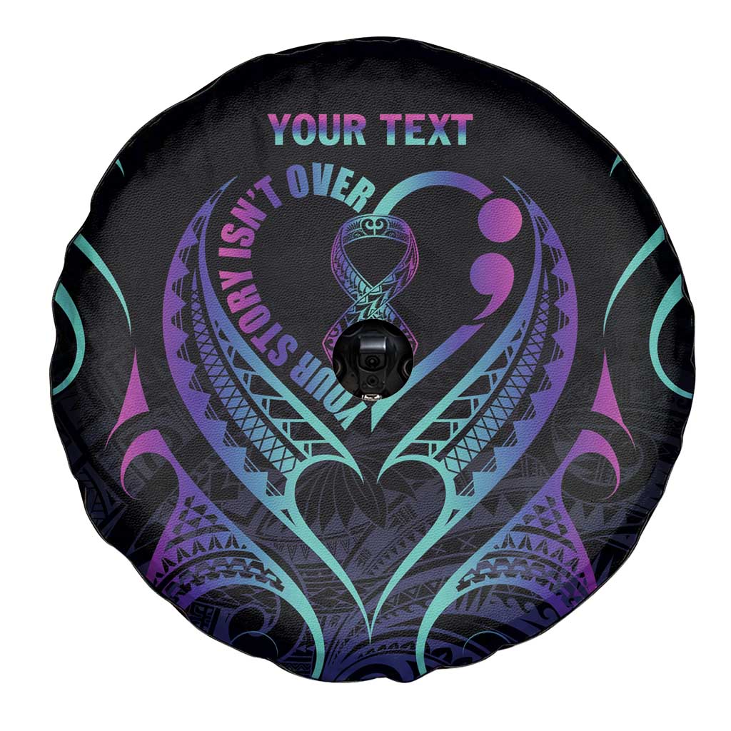 Personalised Your Story Isn't Over Spare Tire Cover Suicide Prevention Awareness Semicolon Heart LT9 - Polynesian Pride