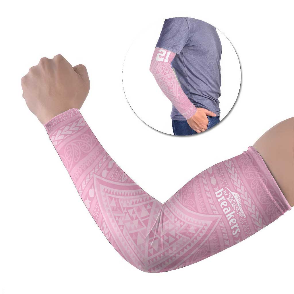 Custom New Zealand Basketball Indigenous Arm Sleeves LT9 Set of 2 Pink - Polynesian Pride