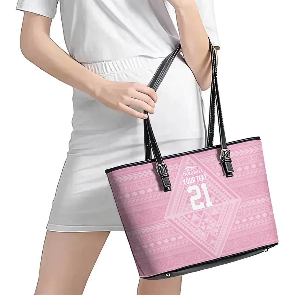 Custom New Zealand Basketball Indigenous Leather Tote Bag LT9 - Polynesian Pride