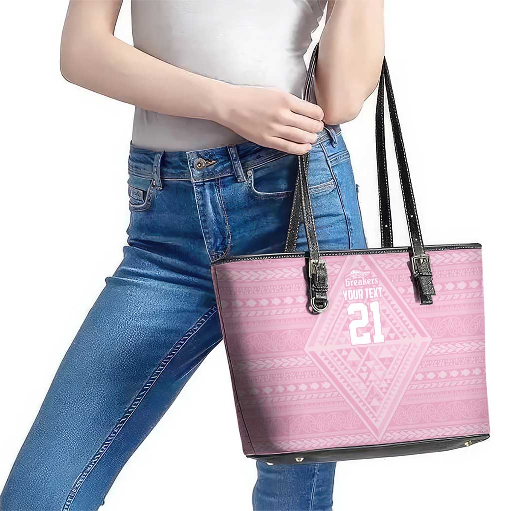 Custom New Zealand Basketball Indigenous Leather Tote Bag LT9 - Polynesian Pride