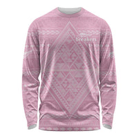 Custom New Zealand Basketball Indigenous Long Sleeve Shirt LT9 Unisex Pink - Polynesian Pride