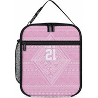 Custom New Zealand Basketball Indigenous Lunch Bag LT9 10.2 × 8.3 × 4.3 inch Pink - Polynesian Pride