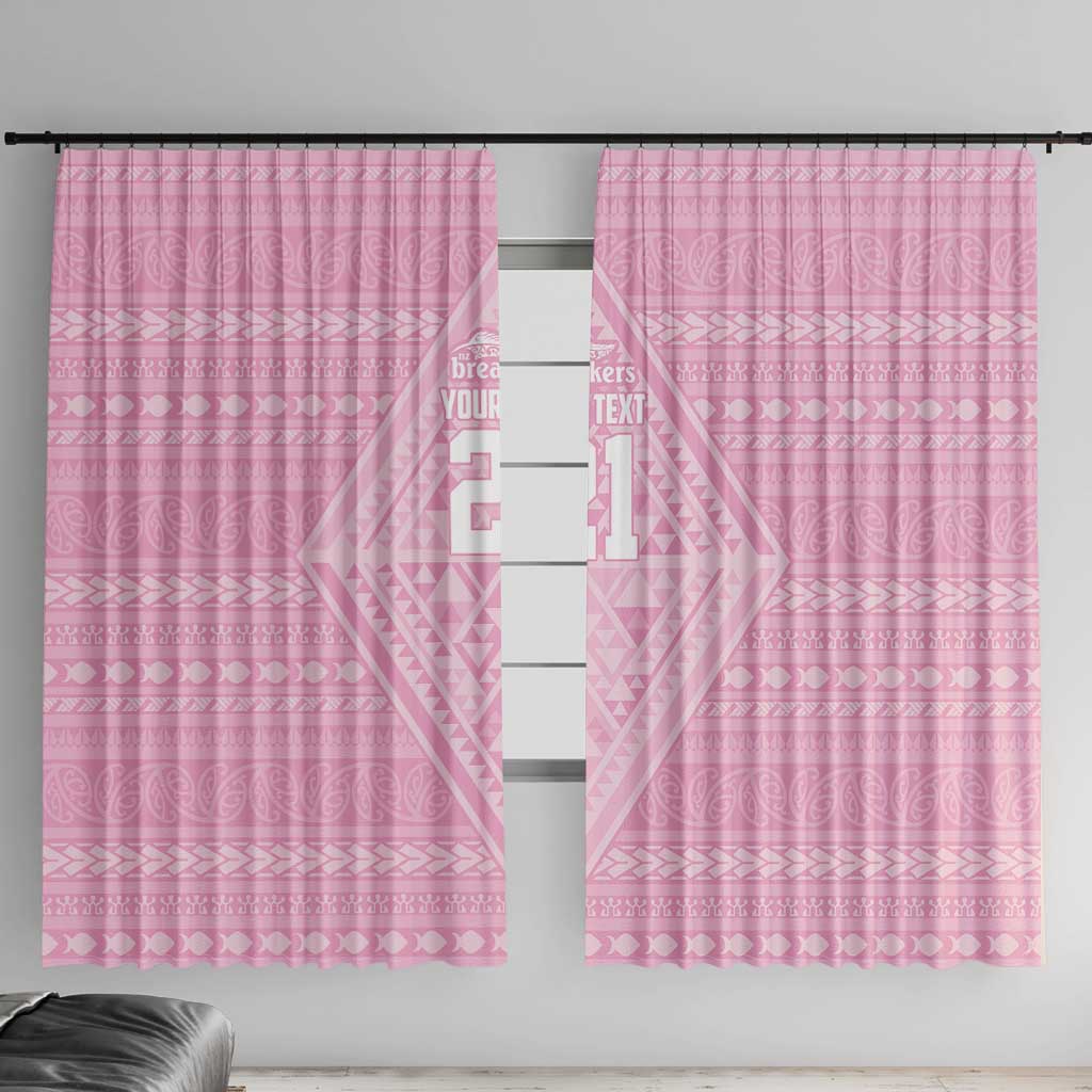 Custom New Zealand Basketball Indigenous Window Curtain LT9 With Hooks Pink - Polynesian Pride