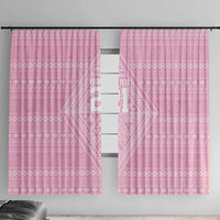 Custom New Zealand Basketball Indigenous Window Curtain LT9 With Hooks Pink - Polynesian Pride