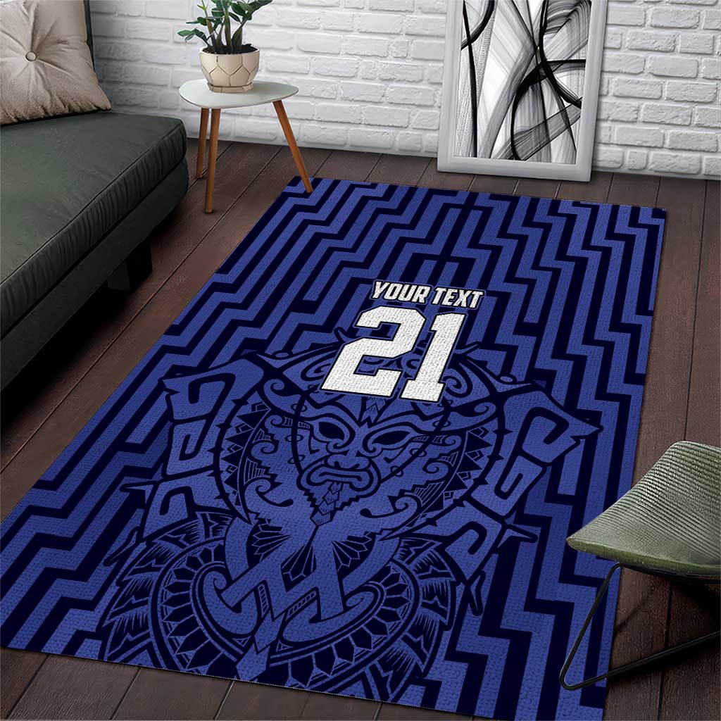 Custom Basketball New Zealand Area Rug Blue Maori Ta Moko Indigenous LT9 Blue - Polynesian Pride