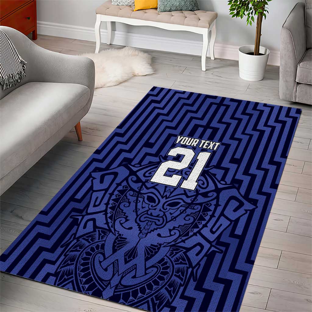 Custom Basketball New Zealand Area Rug Blue Maori Ta Moko Indigenous LT9 - Polynesian Pride