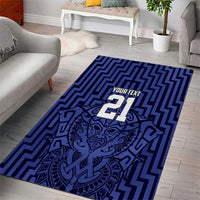 Custom Basketball New Zealand Area Rug Blue Maori Ta Moko Indigenous LT9 - Polynesian Pride