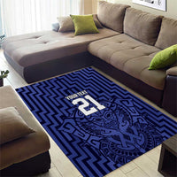 Custom Basketball New Zealand Area Rug Blue Maori Ta Moko Indigenous LT9 - Polynesian Pride