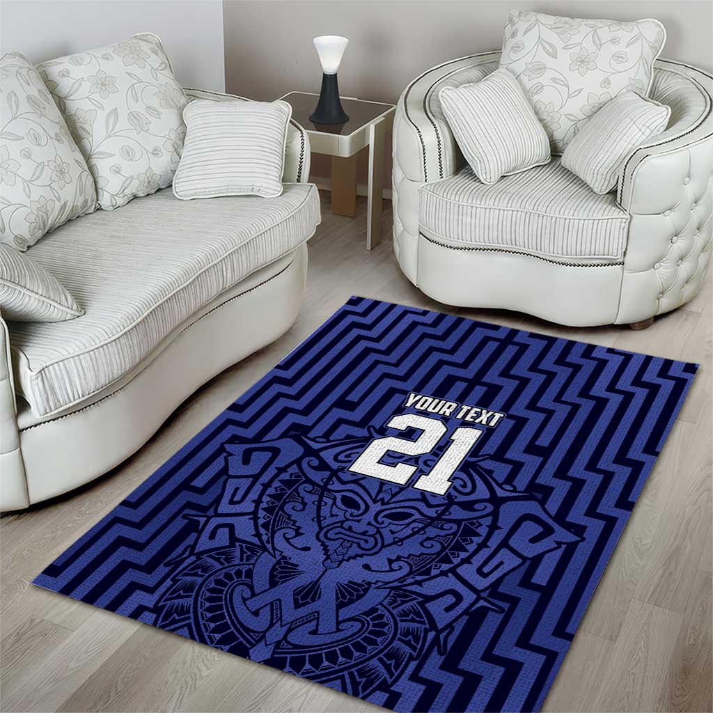 Custom Basketball New Zealand Area Rug Blue Maori Ta Moko Indigenous LT9 - Polynesian Pride