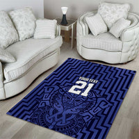 Custom Basketball New Zealand Area Rug Blue Maori Ta Moko Indigenous LT9 - Polynesian Pride
