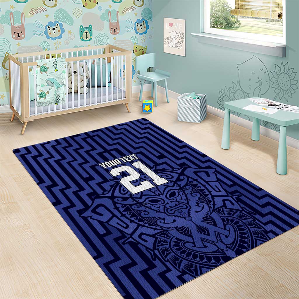 Custom Basketball New Zealand Area Rug Blue Maori Ta Moko Indigenous LT9 - Polynesian Pride