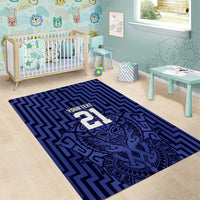 Custom Basketball New Zealand Area Rug Blue Maori Ta Moko Indigenous LT9 - Polynesian Pride