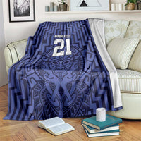 Custom Basketball New Zealand Blanket Blue Maori Ta Moko Indigenous LT9 Blue - Polynesian Pride