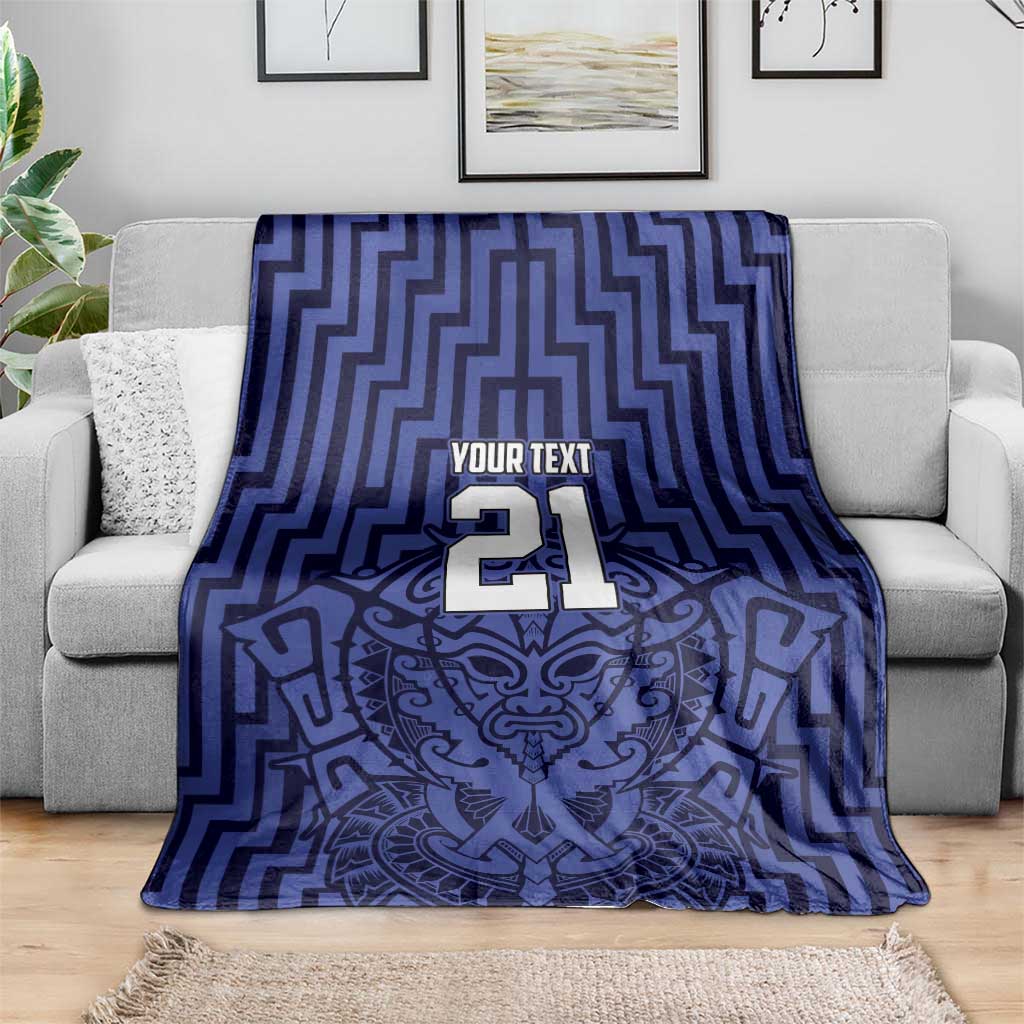 Custom Basketball New Zealand Blanket Blue Maori Ta Moko Indigenous LT9 - Polynesian Pride