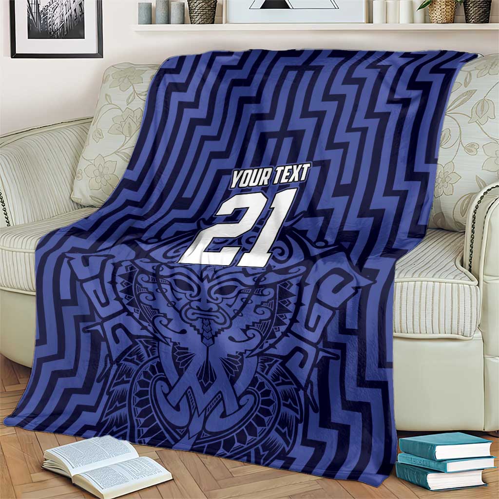 Custom Basketball New Zealand Blanket Blue Maori Ta Moko Indigenous LT9 - Polynesian Pride