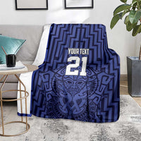 Custom Basketball New Zealand Blanket Blue Maori Ta Moko Indigenous LT9 - Polynesian Pride