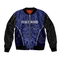 Custom Basketball New Zealand Bomber Jacket Blue Maori Ta Moko Indigenous LT9 Unisex Blue - Polynesian Pride