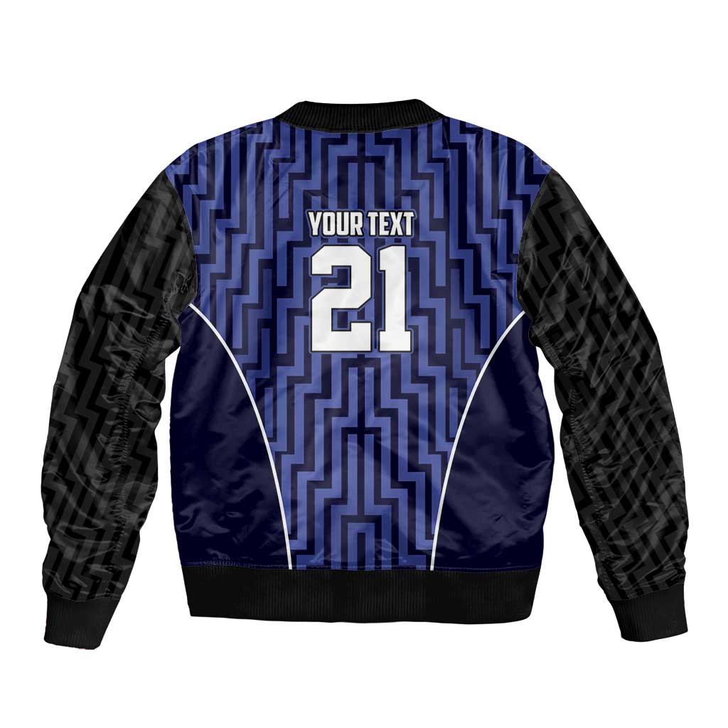Custom Basketball New Zealand Bomber Jacket Blue Maori Ta Moko Indigenous LT9 - Polynesian Pride