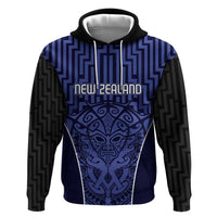 Custom Basketball New Zealand Hoodie Blue Maori Ta Moko Indigenous LT9 Pullover Hoodie Blue - Polynesian Pride