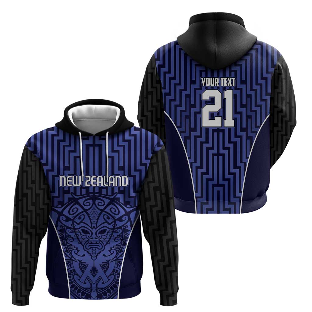 Custom Basketball New Zealand Hoodie Blue Maori Ta Moko Indigenous LT9 - Polynesian Pride