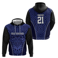 Custom Basketball New Zealand Hoodie Blue Maori Ta Moko Indigenous LT9 - Polynesian Pride