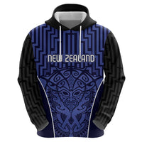 Custom Basketball New Zealand Hoodie Blue Maori Ta Moko Indigenous LT9 - Polynesian Pride