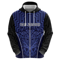 Custom Basketball New Zealand Hoodie Blue Maori Ta Moko Indigenous LT9 - Polynesian Pride