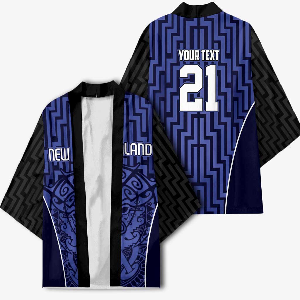 Custom Basketball New Zealand Kimono Blue Maori Ta Moko Indigenous LT9 - Polynesian Pride