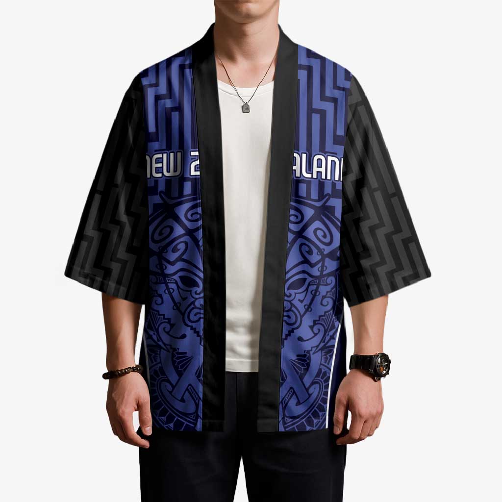 Custom Basketball New Zealand Kimono Blue Maori Ta Moko Indigenous LT9 - Polynesian Pride