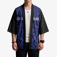 Custom Basketball New Zealand Kimono Blue Maori Ta Moko Indigenous LT9 - Polynesian Pride