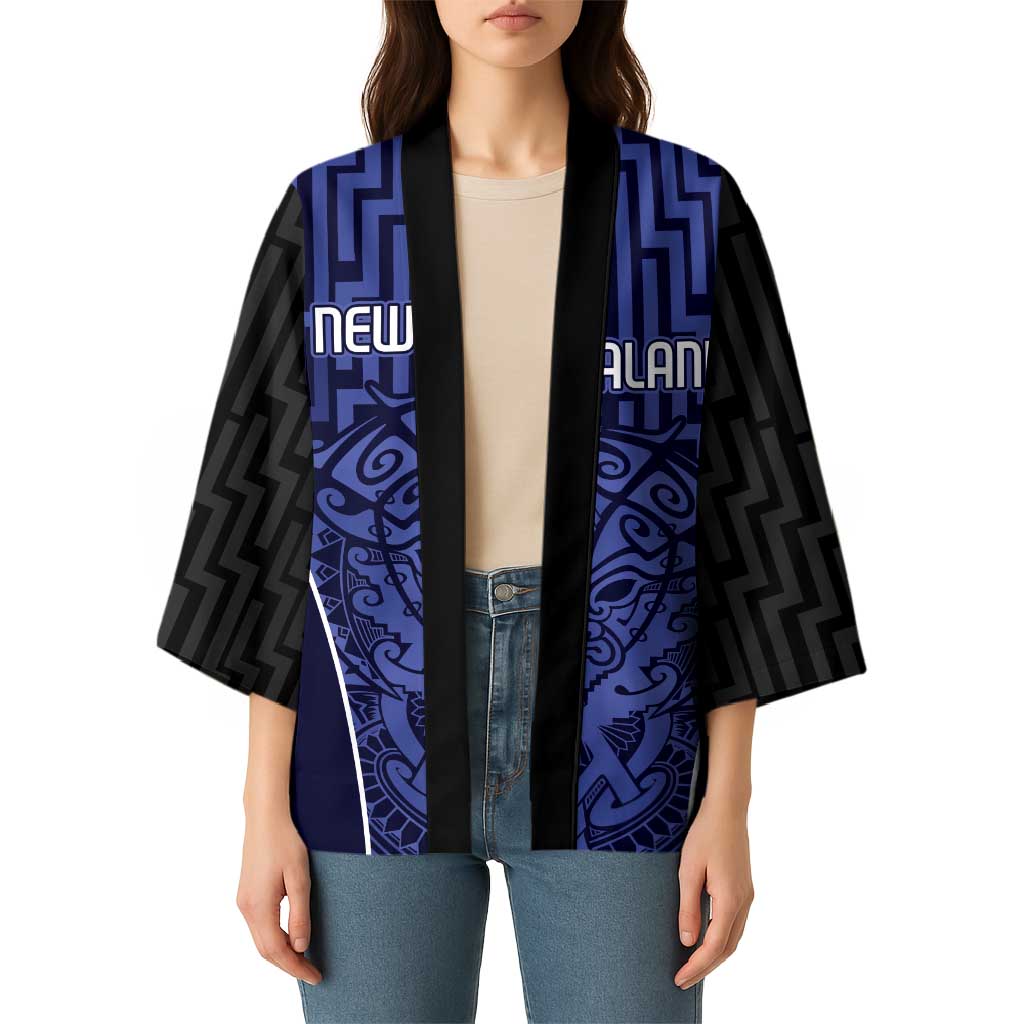 Custom Basketball New Zealand Kimono Blue Maori Ta Moko Indigenous LT9 - Polynesian Pride