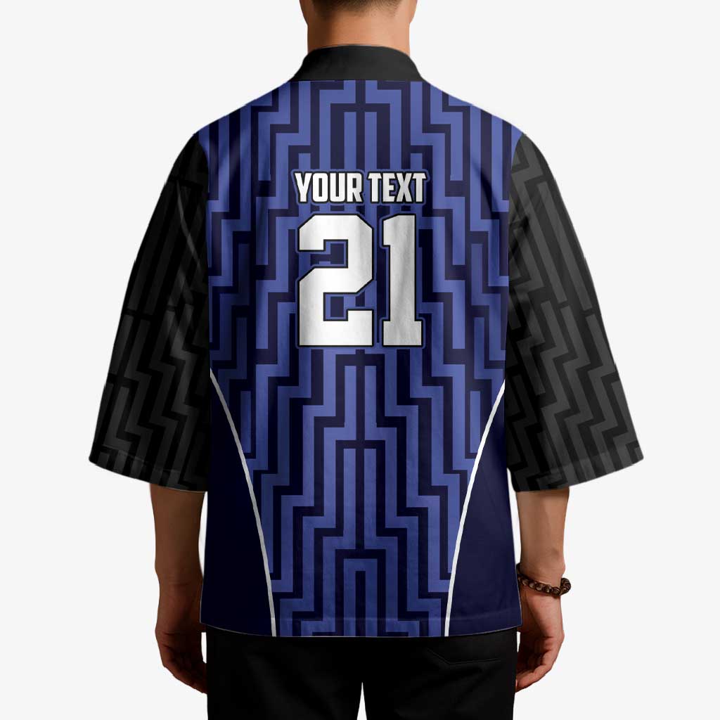 Custom Basketball New Zealand Kimono Blue Maori Ta Moko Indigenous LT9 - Polynesian Pride