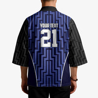 Custom Basketball New Zealand Kimono Blue Maori Ta Moko Indigenous LT9 - Polynesian Pride