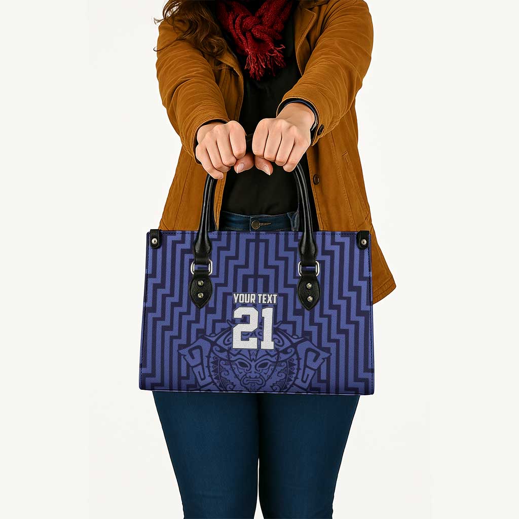 Custom Basketball New Zealand Leather Bag Blue Maori Ta Moko Indigenous LT9 Blue - Polynesian Pride