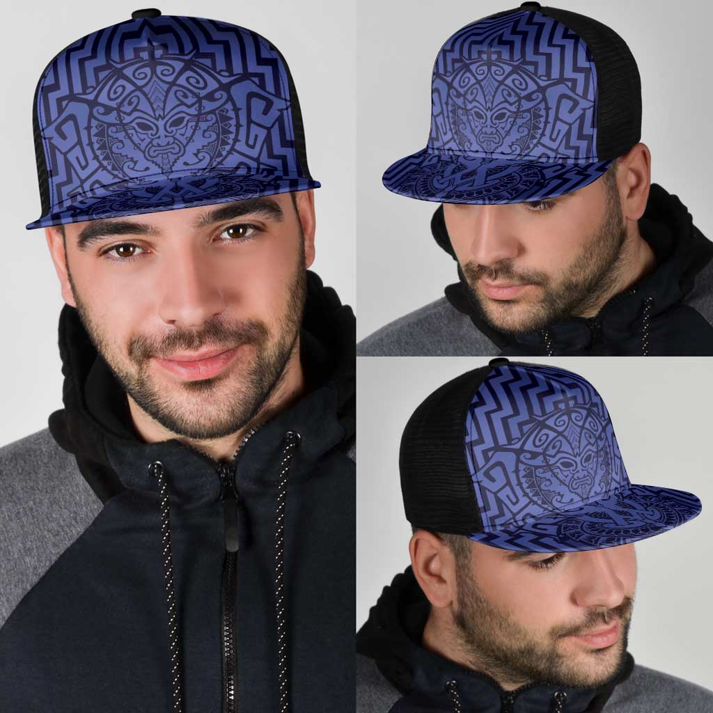 Basketball New Zealand Mesh Trucker Cap Blue Maori Ta Moko Indigenous LT9 - Polynesian Pride